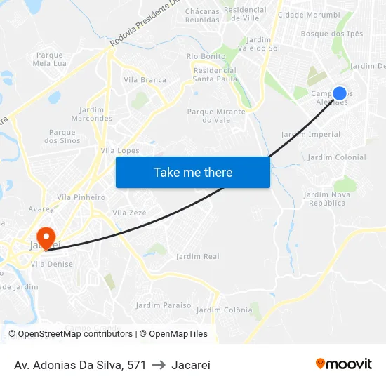 Av. Adonias Da Silva, 571 to Jacareí map