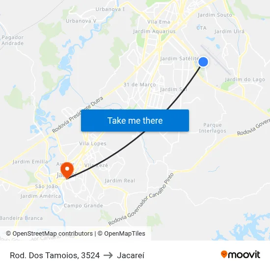 Rod. Dos Tamoios, 3524 to Jacareí map