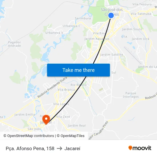 Pça. Afonso Pena, 158 to Jacareí map