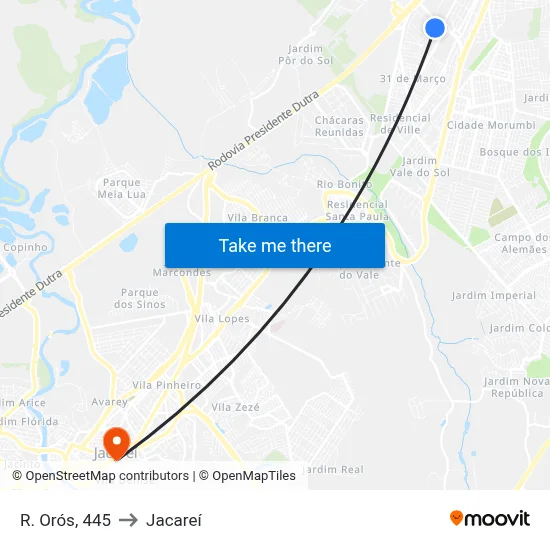 R. Orós, 445 to Jacareí map