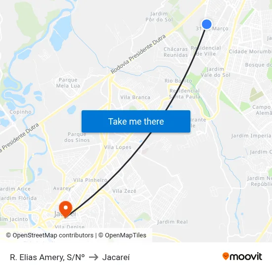 R. Elias Amery, S/Nº to Jacareí map