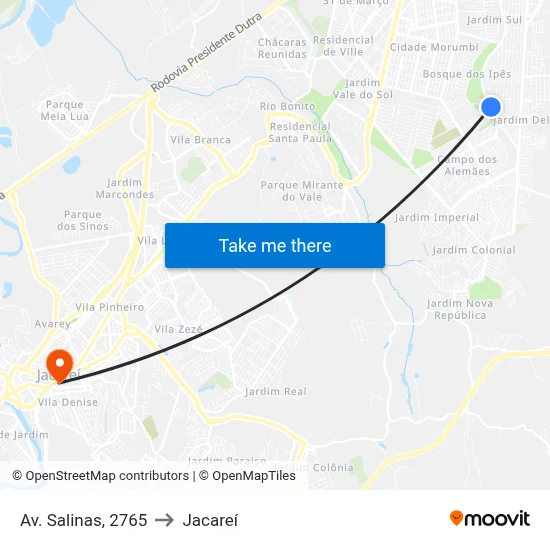 Av. Salinas, 2765 to Jacareí map