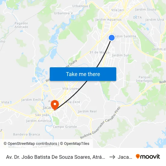Av. Dr. João Batista De Souza Soares, Atrás 380 to Jacareí map