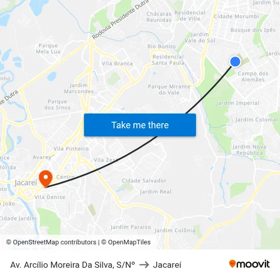 Av. Arcílio Moreira Da Silva, S/Nº to Jacareí map