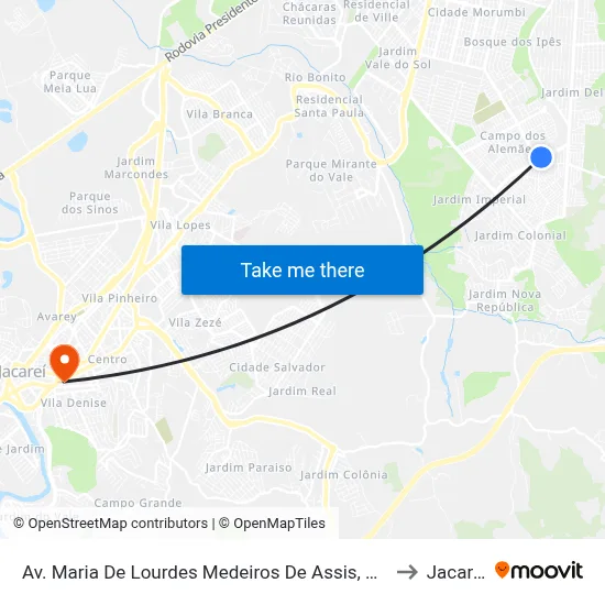 Av. Maria De Lourdes Medeiros De Assis, 222 to Jacareí map