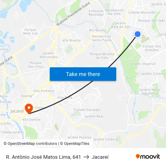 R. Antônio José Matos Lima, 641 to Jacareí map