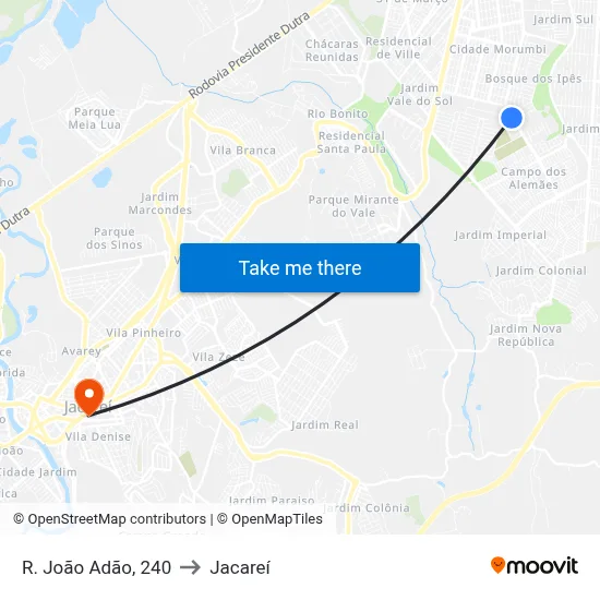 R. João Adão, 240 to Jacareí map