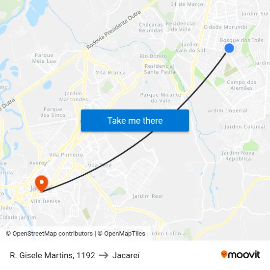 R. Gisele Martins, 1192 to Jacareí map