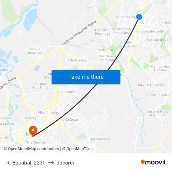 R. Bacabal, 2230 to Jacareí map