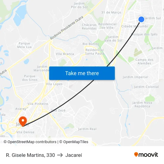 R. Gisele Martins, 330 to Jacareí map