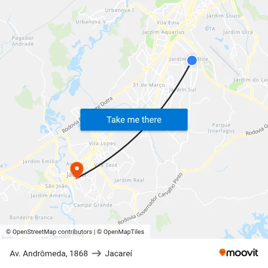 Av. Andrômeda, 1868 to Jacareí map