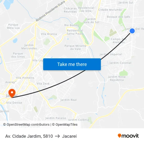 Av. Cidade Jardim, 5810 to Jacareí map