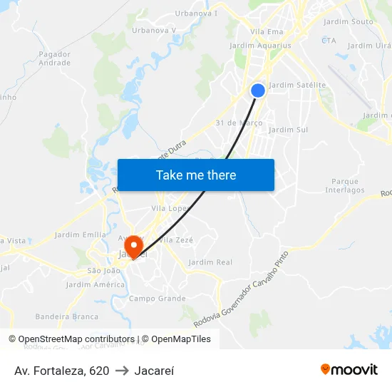Av. Fortaleza, 620 to Jacareí map