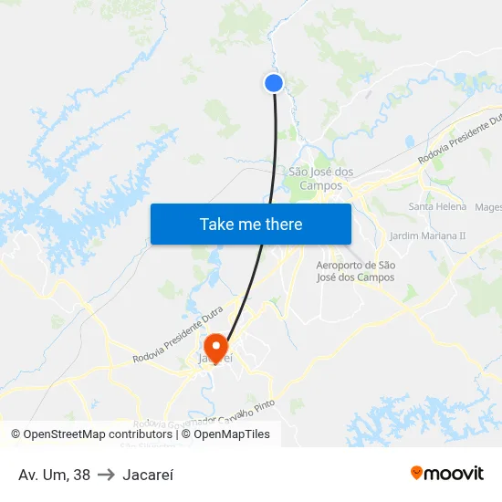 Av. Um, 38 to Jacareí map