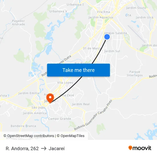R. Andorra, 262 to Jacareí map