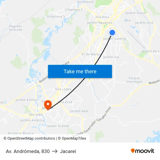 Av. Andrômeda, 830 to Jacareí map