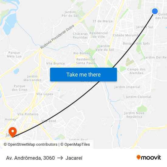 Av. Andrômeda, 3060 to Jacareí map