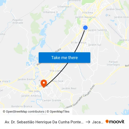 Av. Dr. Sebastião Henrique Da Cunha Pontes, 4300 to Jacareí map
