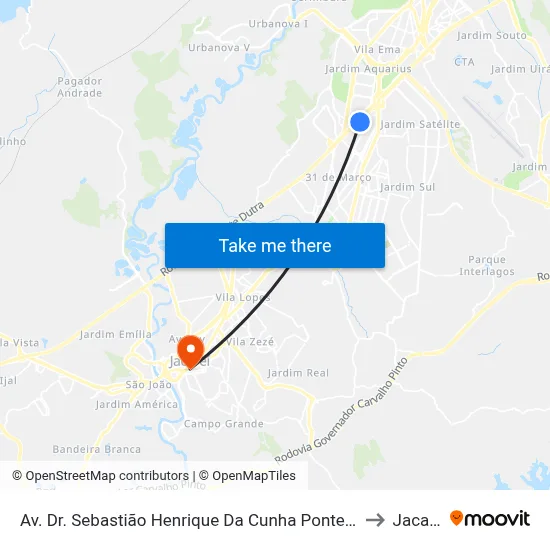 Av. Dr. Sebastião Henrique Da Cunha Pontes, 4450 to Jacareí map