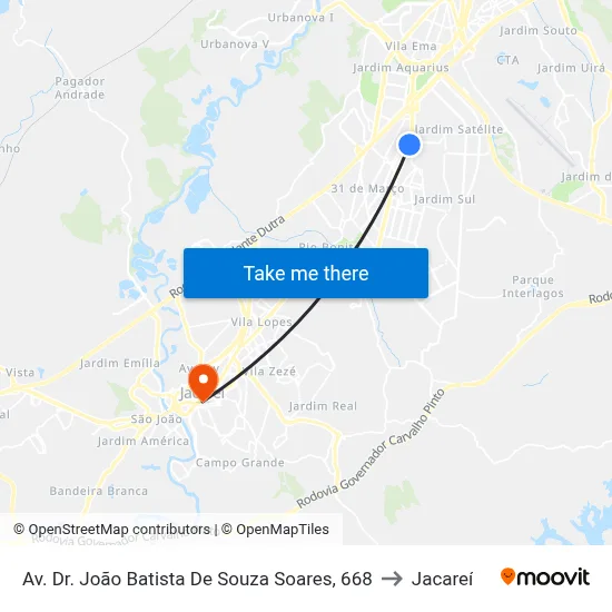 Av. Dr. João Batista De Souza Soares, 668 to Jacareí map