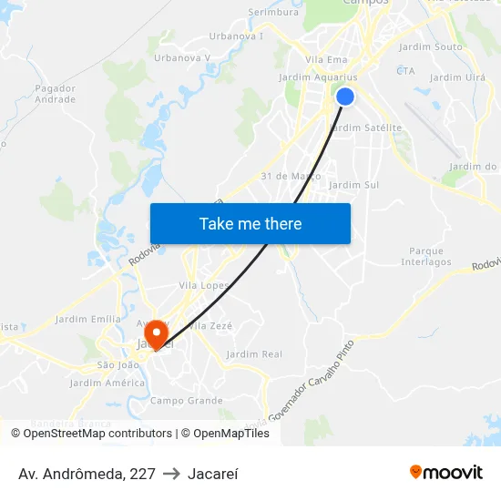 Av. Andrômeda, 227 to Jacareí map