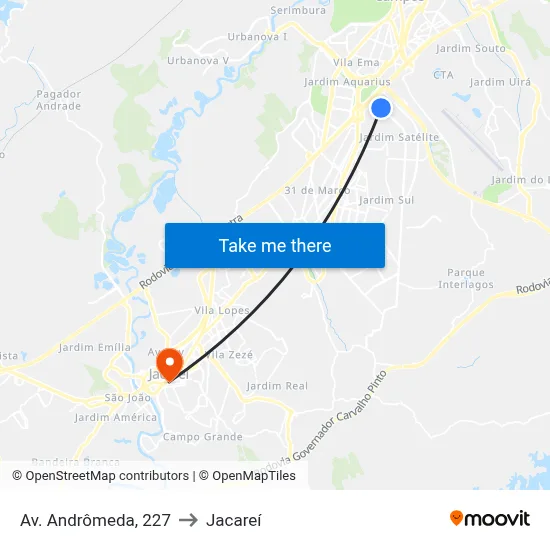 Av. Andrômeda, 227 to Jacareí map