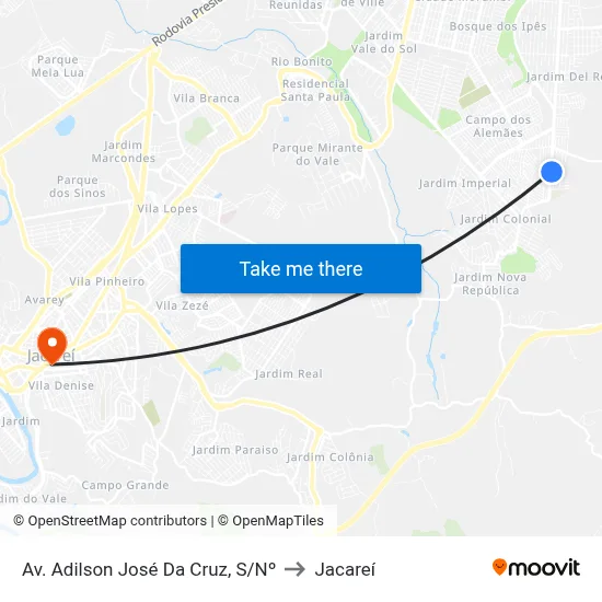 Av. Adilson José Da Cruz, S/Nº to Jacareí map