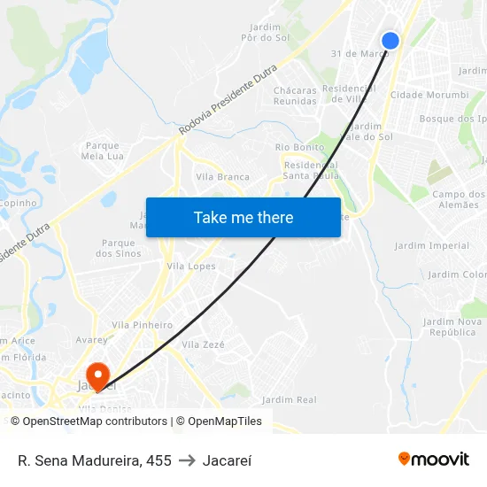 R. Sena Madureira, 455 to Jacareí map