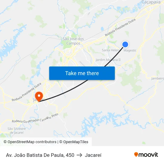 Av. João Batista De Paula, 450 to Jacareí map