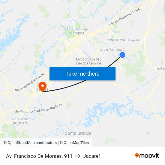 Av. Francisco De Moraes, 911 to Jacareí map