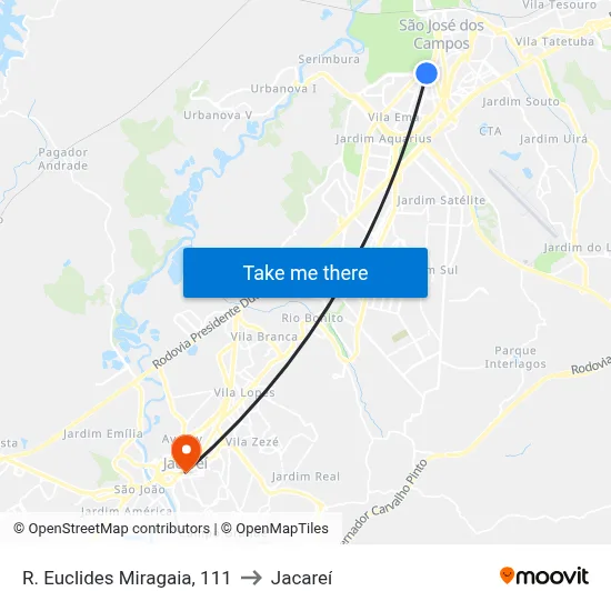 R. Euclides Miragaia, 111 to Jacareí map