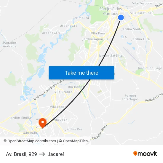 Av. Brasil, 929 to Jacareí map