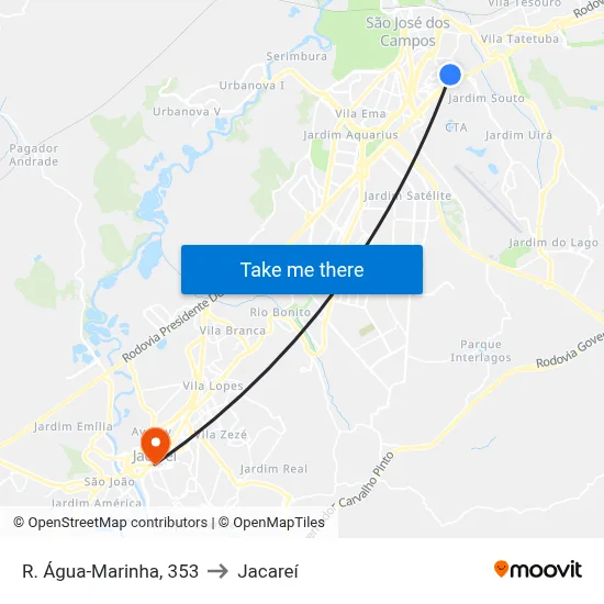 R. Água-Marinha, 353 to Jacareí map