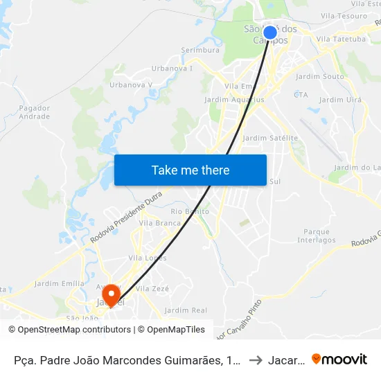 Pça. Padre João Marcondes Guimarães, 106 to Jacareí map