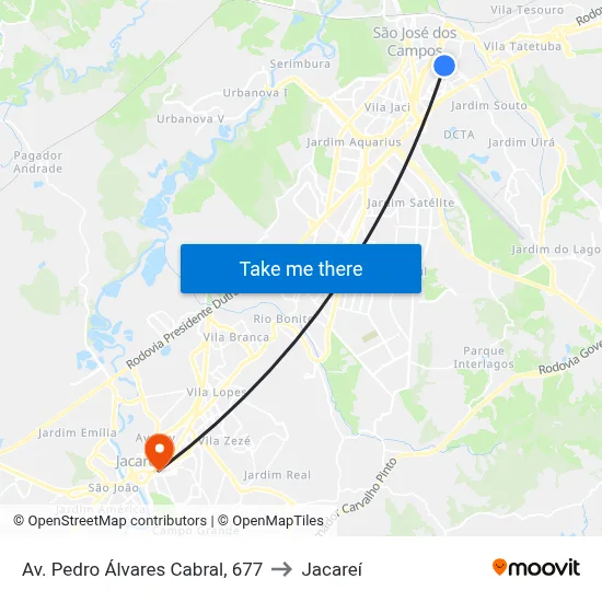 Av. Pedro Álvares Cabral, 677 to Jacareí map