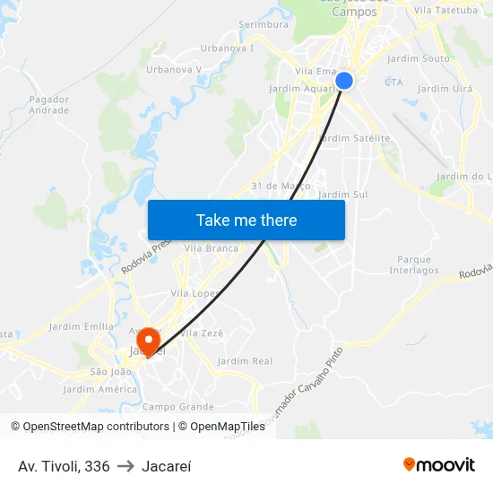 Av. Tivoli, 336 to Jacareí map