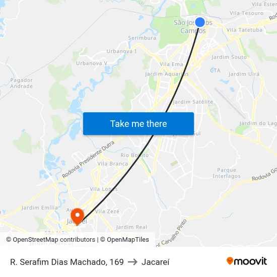 R. Serafim Dias Machado, 169 to Jacareí map