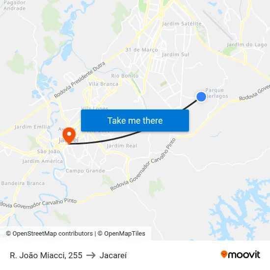 R. João Miacci, 255 to Jacareí map