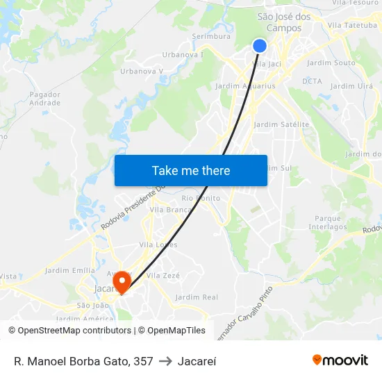 R. Manoel Borba Gato, 357 to Jacareí map