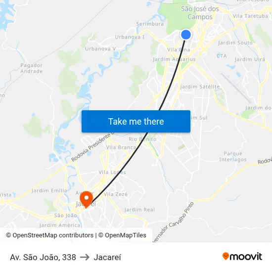 Av. São João, 338 to Jacareí map