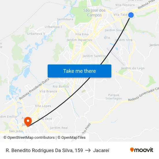 R. Benedito Rodrigues Da Silva, 159 to Jacareí map
