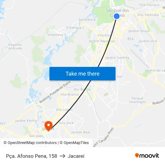 Pça. Afonso Pena, 158 to Jacareí map