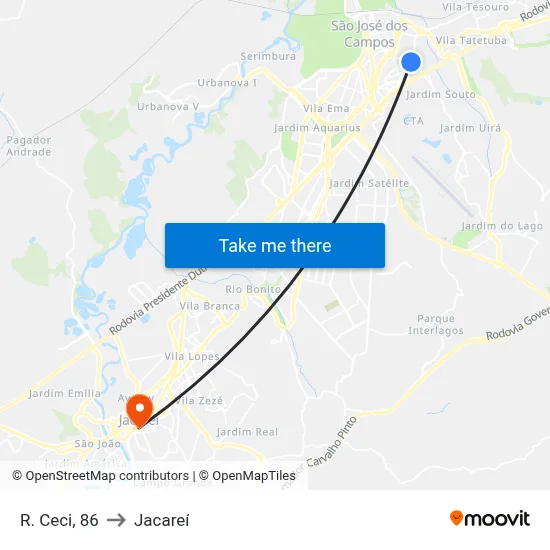R. Ceci, 86 to Jacareí map
