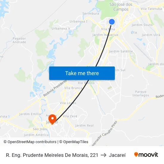R. Eng. Prudente Meireles De Morais, 221 to Jacareí map