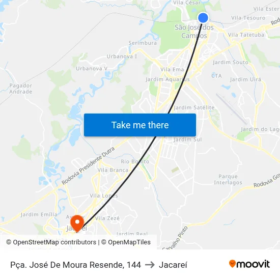 Pça. José De Moura Resende, 144 to Jacareí map