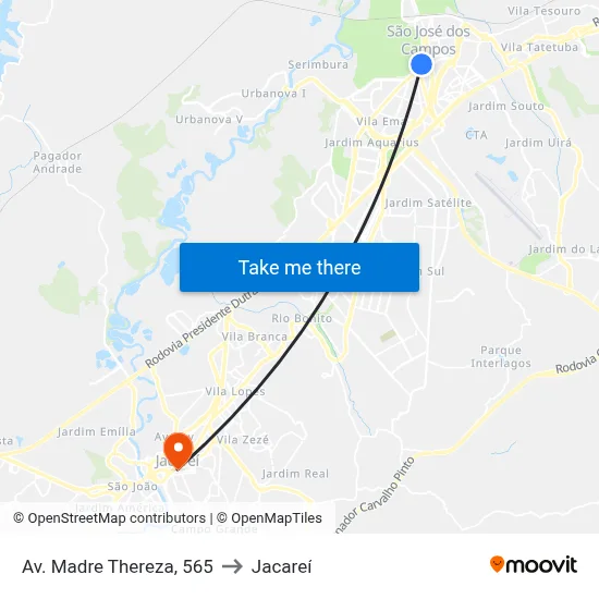 Av. Madre Thereza, 565 to Jacareí map
