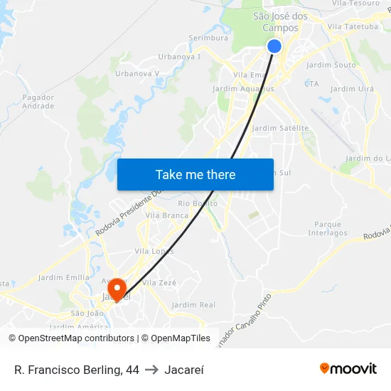 R. Francisco Berling,  44 to Jacareí map