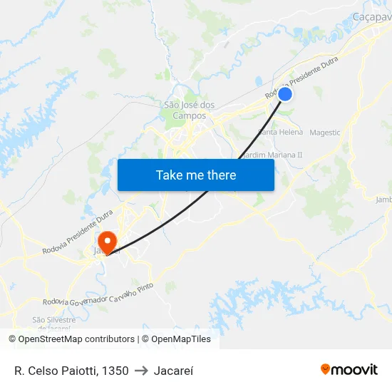 R. Celso Paiotti, 1350 to Jacareí map