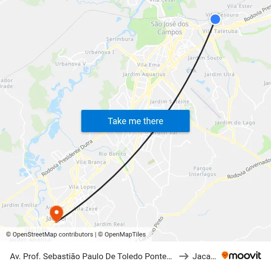 Av. Prof. Sebastião Paulo De Toledo Pontes, 760 to Jacareí map