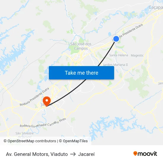Av. General Motors, Viaduto to Jacareí map